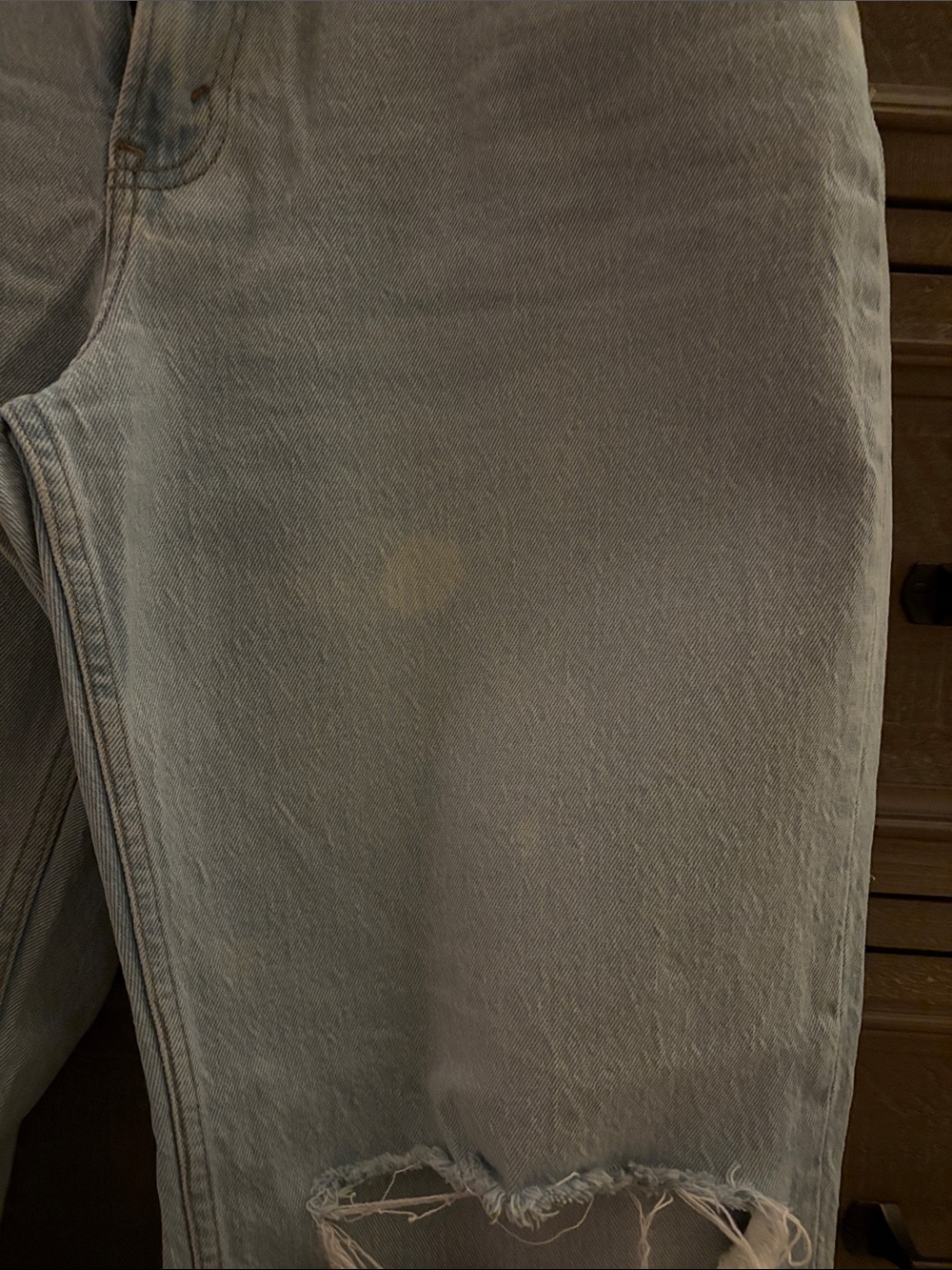 Abercrombie & Fitch Light Blue Flare Jeans with Knee Rips - Picture 4 of 4